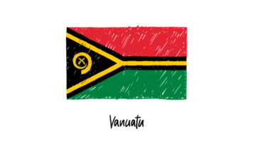 Vanuatu National Flag Pencil Color Sketch with Transparent Background png