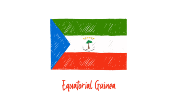 Equatorial Guinea National Flag Pencil Color Sketch with Transparent Background png