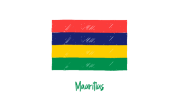 Mauritius National Flag Pencil Color Sketch with Transparent Background png