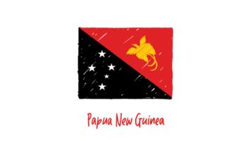 Papoea nieuw Guinea nationaal vlag potlood kleur schetsen met transparant achtergrond png