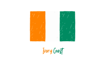 Ivoire côte nationale drapeau crayon Couleur esquisser avec transparent Contexte png