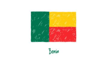 Bénin nationale drapeau crayon Couleur esquisser avec transparent Contexte png