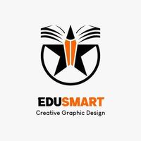 logo symbol for education. education book and pencil icon with star in circle. education vector logo template.