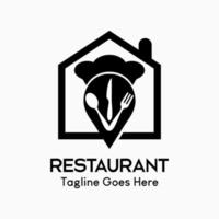 Cutlery icon. knife, fork and spoon and chef's hat in home icon. logo for restaurant business, simple, luxury and modern vector illustration