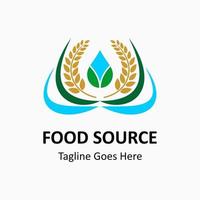 vector logo for food, wheat or rice icon and water drop. rice, wheat and water drop vector logo template. food source illustration