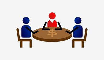 icon of people sitting at a round table, vector icon of a meeting or business. simple icon template