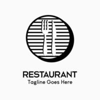 Cutlery icon. spoon and fork in a lined plate. logo for restaurant business, simple, luxury and modern vector illustration