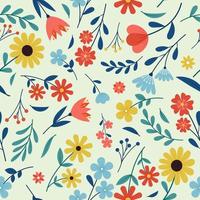 Floral and Leaves Plants Seamless Pattern Background vector