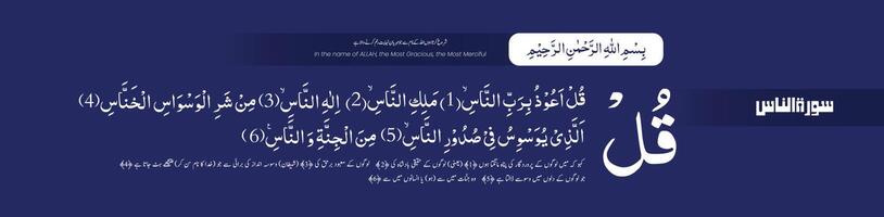 Surah Nas with Urdu Translation vector