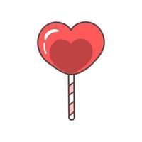 linda corazón conformado caramelo - pirulí aislado en blanco antecedentes. diseño elemento para san valentin día saludo tarjeta vector