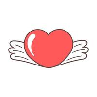 Cute flying heart with wings isolated on white background vector