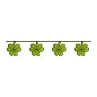 Leprechaun garland with shamrock symbol, traditional irish sign of good luck in cartoon style isolated on white background vector