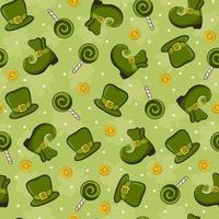 Leprechaun themed pattern with signs of good luck and wealth for St Patricks Day vector