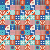 Colorful neo geometric pattern. Grid with color geometrical shapes. Modern abstract background vectorPrint vector