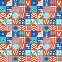 Colorful neo geometric pattern. Grid with color geometrical shapes. Modern abstract background vectorPrint vector