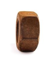 Old rusty nut isolated on white background. Full clipping path. photo