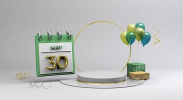 Celebration 30 May with 3D podium background photo