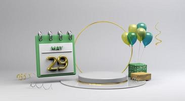 Celebration 29 May with 3D podium background photo