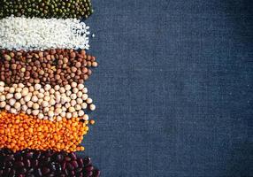 Autumn harvest of grain grain, full screen of whole grains. Different cereal background. photo