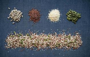 Autumn harvest of grain grain, full screen of whole grains. Serael for salad. photo
