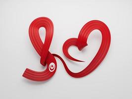 National flag of the Tunisia in the shape of a heart and the inscription I love Tunisia 3d illustration photo