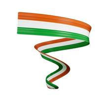 Flag of Ireland, 3d illustration, Wavy ribbon on white background photo