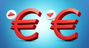 Euro Symbol raising and falling sign 3d illustration photo