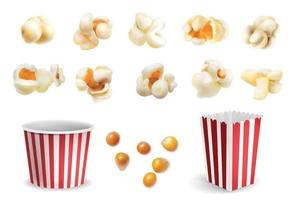 Realistic Popcorn Set vector