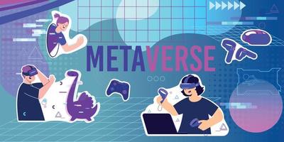 Metaverse Flat Collage Composition vector