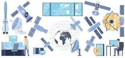 Satellites Icons Set vector