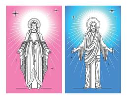 Jesus Mary Poster Set vector