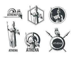 atenea diosa emblemas vector