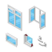 Plastic Windows Isometric Set vector