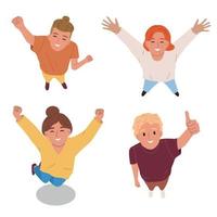 Happy People Looking Up Set vector