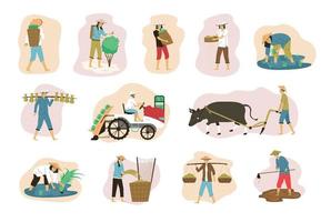 Asian Farmers Set vector