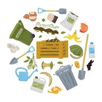 Compost Composting Flat Composition vector