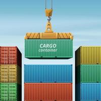 Cargo Container Loading Composition vector