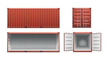 Cargo Containers Realistic Set vector