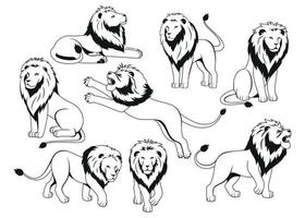 Monochrome Lion Set vector