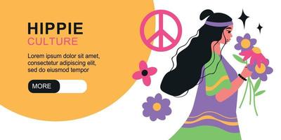 Hippie Horizontal Banner vector