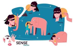 Sense Organ People Flat Colored Composition vector