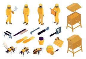 Beekeeping Isometric Set vector