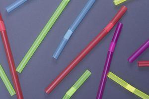 plastic multicolored straws for cocktail photo