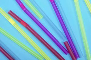 plastic multicolored straws for cocktail photo