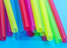 plastic multicolored straws for cocktails photo