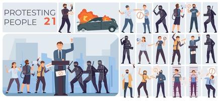 Protest Revolution Flat Composition Set vector