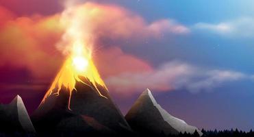 Lava Volcano Realistic Composition vector