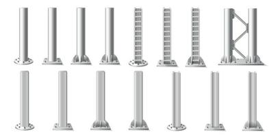 Metal Poles Realistic Set vector