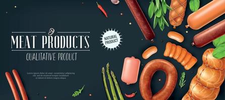 Sausage Horizontal Poster Composition vector