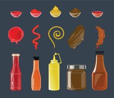 Flat Sauces Set vector